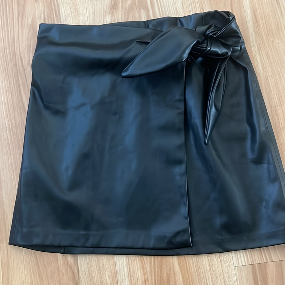 Jason Wu Wrap Skirt Black Faux Leather Size M